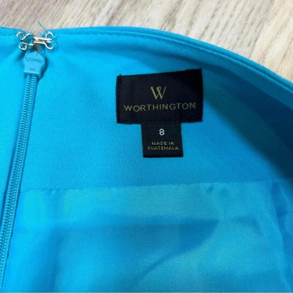 Worthington Corporate Baddie Aqua Blue Business Casual Pencil Midi Skirt / Sz 8 - Picture 3 of 4